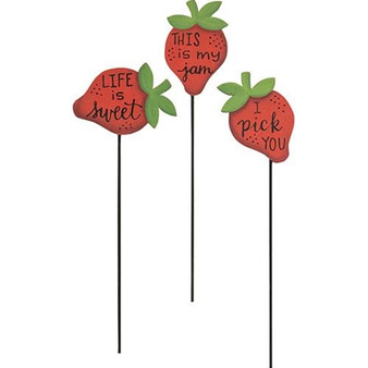 Strawberry Plant Poke 3 Asstd. (Pack Of 3) G35814 By CWI Gifts