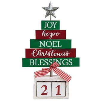 Wooden Christmas Blessings Countdown Tree GSUN2712