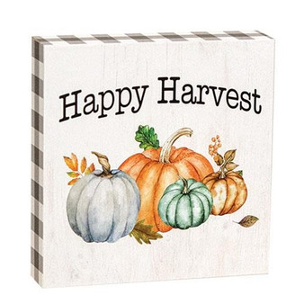 Happy Harvest Pumpkins Block GWFF25609 By CWI Gifts