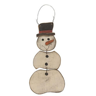 `+Distressed Wooden Segmented Snowman Hanger G12869 By CWI Gifts