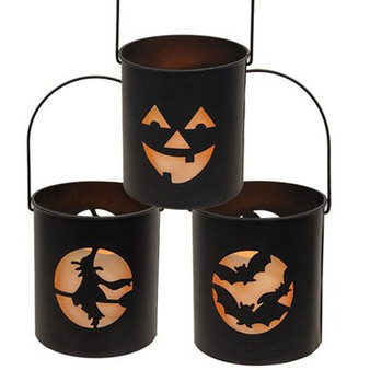 Metal Halloween Led Timer Luminary 3 Asstd. (Pack Of 3) G2353030 By CWI Gifts