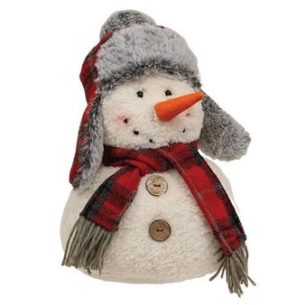 Small Winter Plaid Snowman Sitter GADC4379