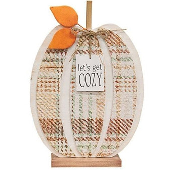 Get Cozy Plaid Wood Pumpkin GHY04037