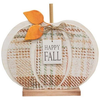 Happy Fall Plaid Wood Pumpkin GHY04038