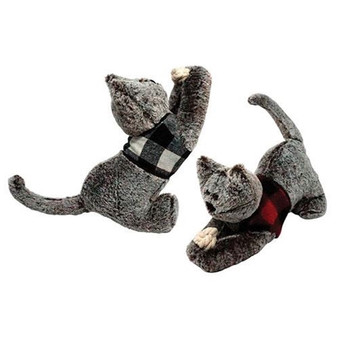 Plaid Cat Doorstop 2 Asstd. (Pack Of 2) GWBT2606 By CWI Gifts