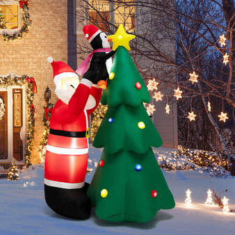 6 Feet Inflatable Christmas Tree And Santa Claus With Led And Air Blower (CM24093US)