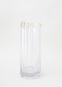 Afloral Clear Glass Vase With Gold Rim - 8" ALI-LS-LV4