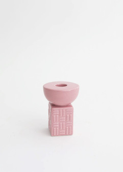 Textured Pink Geometric Candle Holder - 3.5" KLV-1455-02