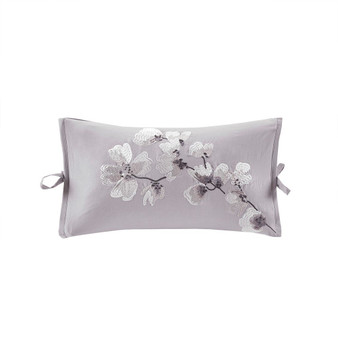 100% Cotton Embroidered Oblong Decorative Pillow - Lilac NS30-3259