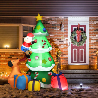 7 Feet Inflatable Christmas Tree Santa Decor With Led Lights (CM23947US)