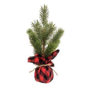 Glittered Pine Tree with Red/Black Buffalo Check Base FFDC4268