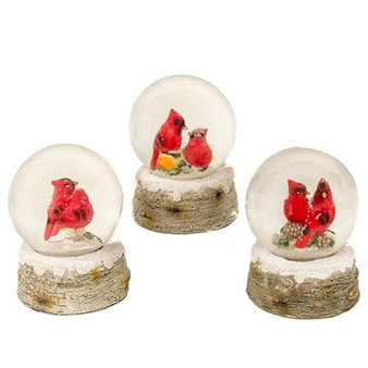 `+Resin Cardinal Water Globe 3 Asstd. (Pack Of 3) G2488190 By CWI Gifts