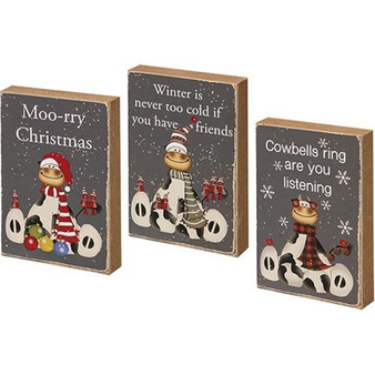Moo-rry Christmas Block 3 Assorted (Pack Of 3) G36218