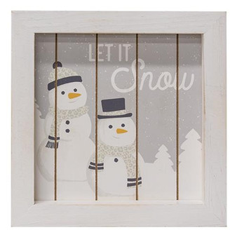 Let It Snow Framed Shiplap Snowman Sign G36261