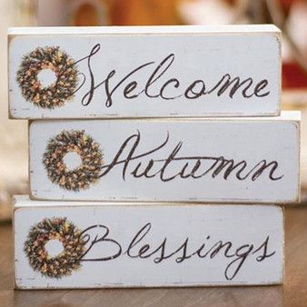 Blessings Autumn Welcome Block 3 Assorted (Pack Of 3) GH90724