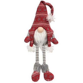 Small Red Sweater Dangle Leg Gnome GZOE4143