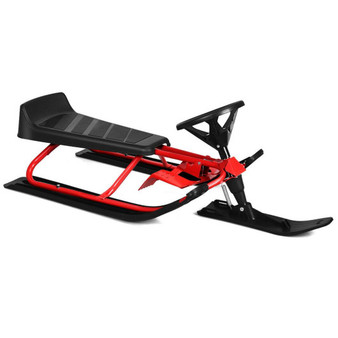 Kids Snow Sled With Steering Wheel And Double Brakes Pull Rope (OP70074RE)
