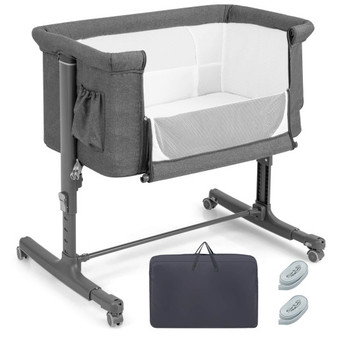 Portable Baby Bedside Bassinet With 5-Level Adjustable Heights And Travel Bag-Gray (BC10112GR)