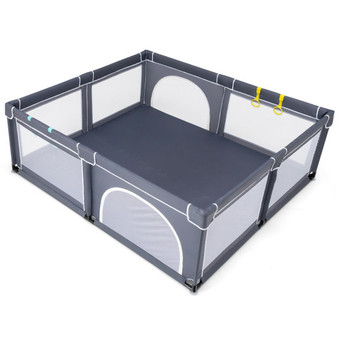 Large Infant Baby Playpen Safety Play Center Yard With 50 Ocean Balls-Dark Gray (UY10025SH)
