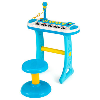 31-Key Kids Piano Keyboard Toy With Microphone And Multiple Sounds For Age 3+-Blue (TM10021BL)