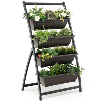 4-Tier Vertical Raised Garden Bed With 4 Containers And Drainage Holes-S (GT3901)