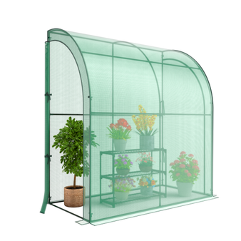 7 X 3.5 X 7 Feet Lean-To Greenhouse With Flower Rack (GT3958)