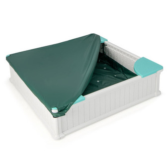 Kids Outdoor Sandbox With Oxford Cover And 4 Corner Seats-White (TP10087WH)