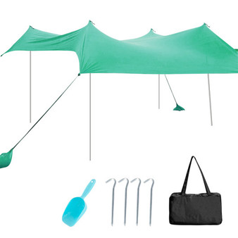 7 X 7 Feet Family Beach Tent Canopy Sunshade With 4 Poles-Green (GP11704GN)