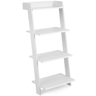 4-Tier Ladder Shelf With Solid Frame And Anti-Toppling Device-White (JV10533WH)