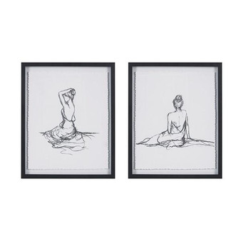 16X20 2Pcset Single Mat Deckle Edge Float - Figure Study - Black/White MP95G-0253