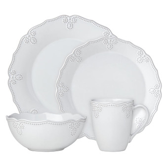 French Carved White Dinnerware Scallop 4-Piece Place Set (879414)