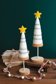 Set Of Two Felt Christmas Trees With Gold Stars (CHB2371)