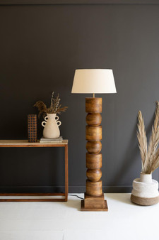 Wooden Column Floor Lamp Base With Fabric Lamp Shade (NAN1015X)