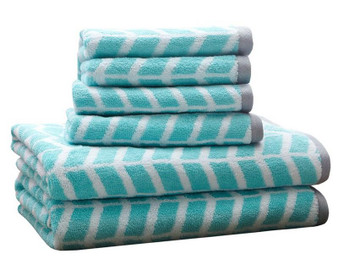 100% Cotton Jacquard 6Pcs Towel Set - Teal ID91-524