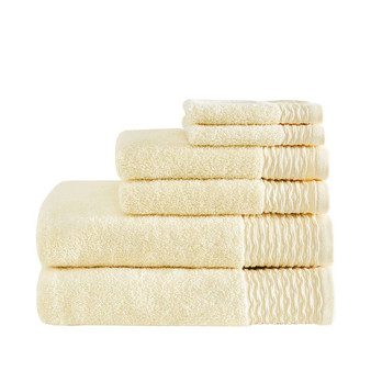 100% Cotton Wavy Border 6Pcs Towel Set - Yellow MP73-5713