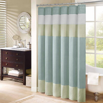 100% Polyester Faux Silk Shower Curtain - Green MP70-418