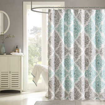100% Polyester Microfiber Printed Shower Curtain - Aqua MP70-1465