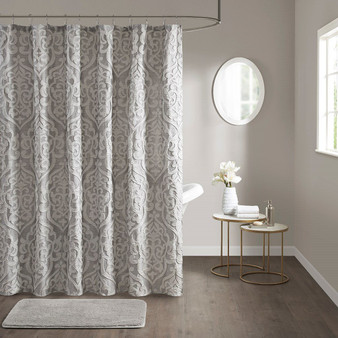 100% Polyester Jacquard Shower Curtain - Silver MP70-6875