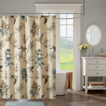 100% Cotton Printed Shower Curtain - Khaki MP70-4246