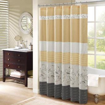 100% Polyester Embroidered Shower Curtain - Yellow MP70-4863