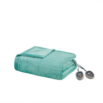 100% Polyester Solid Microlight Reversible Heated Blanket - Full BR54-0904