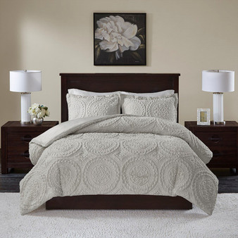 100% Polyester Embroidered Medallion Long Fur To Mink Comforter Set - Twin MP10-6012