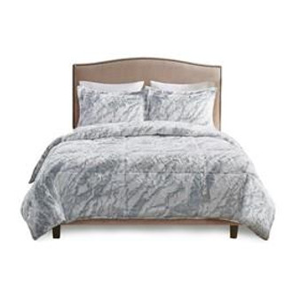 100% Polyester Marble Fur Comforter Set - Queen MP10-6570