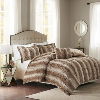 100% Polyester Print Brushed Faux Fur Comforter Set - Full/Queen MP10-3072