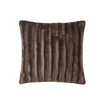 100% Polyester Brushed Solid Stripe Plaited Long Fur Square Pillow - Brown MP30-2999
