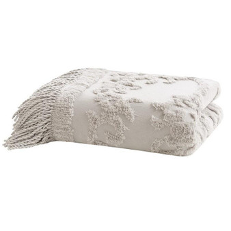 100% Cotton Chenille Tufted Throw - Grey MP50N-5512