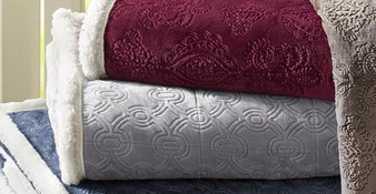 100% Polyester Embossed Micro Velour Oversized Textured Plush Throw - Grey MP50-3255