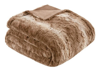 100% Polyester Faux Tip Dyed Brushed Fur Oversized Bed Throw - Tan MP50-2918