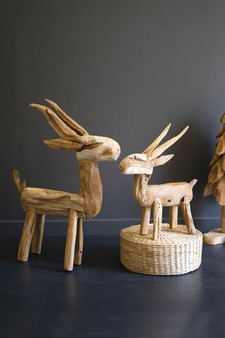 Set Of Two Rustic Teak Reindeer (DWA1032)