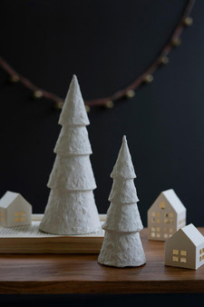 Set Of Two Paper Mache Christmas Trees (NHT1000)